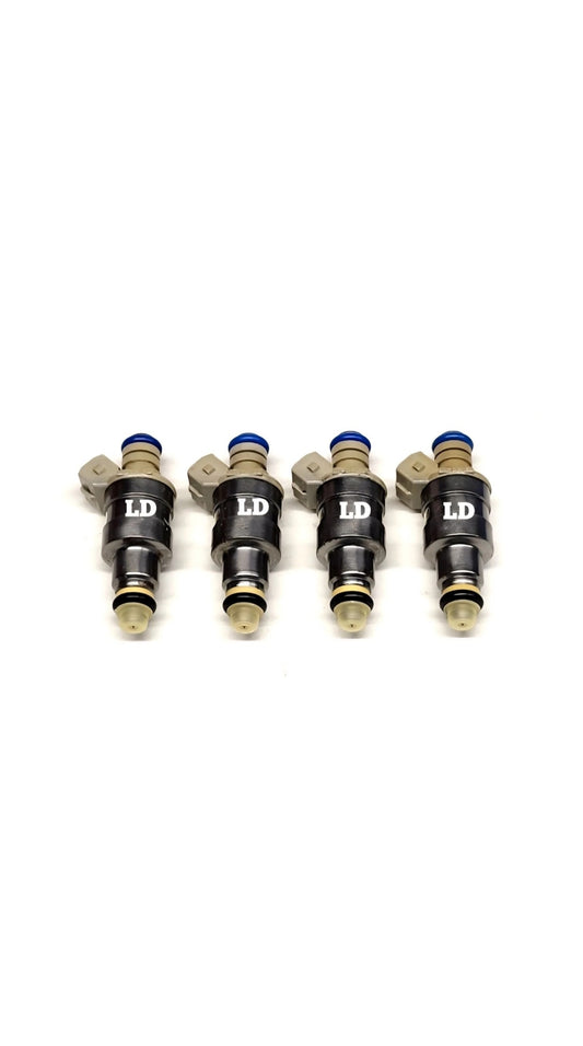 Set of 4 Remanufactured OEM Denso E59E-A2B / 195500-0736 fuel injectors